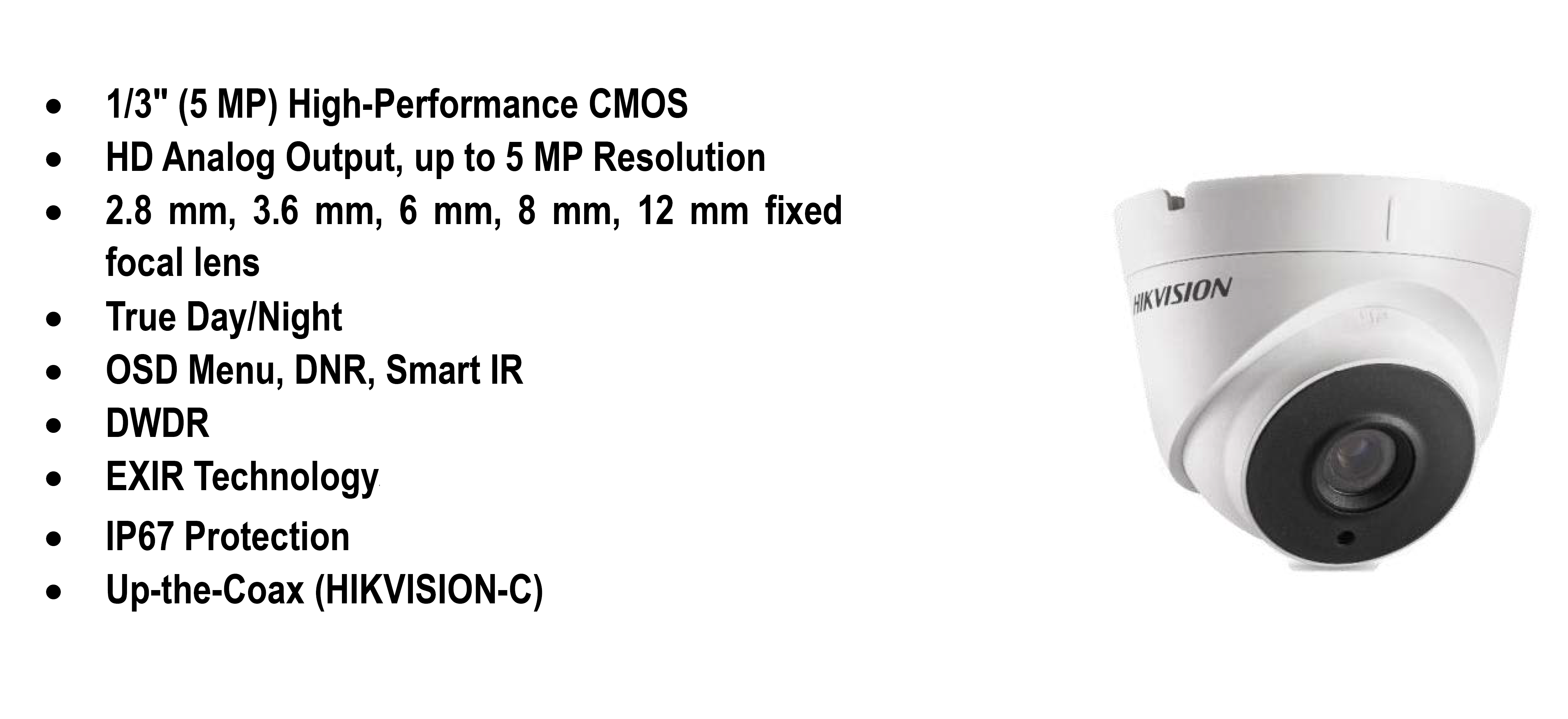как выглядит Hikvision DS-2CE56H1T-IT1 5MP HD EXIR Outdoor IR Turret Camera, White фото