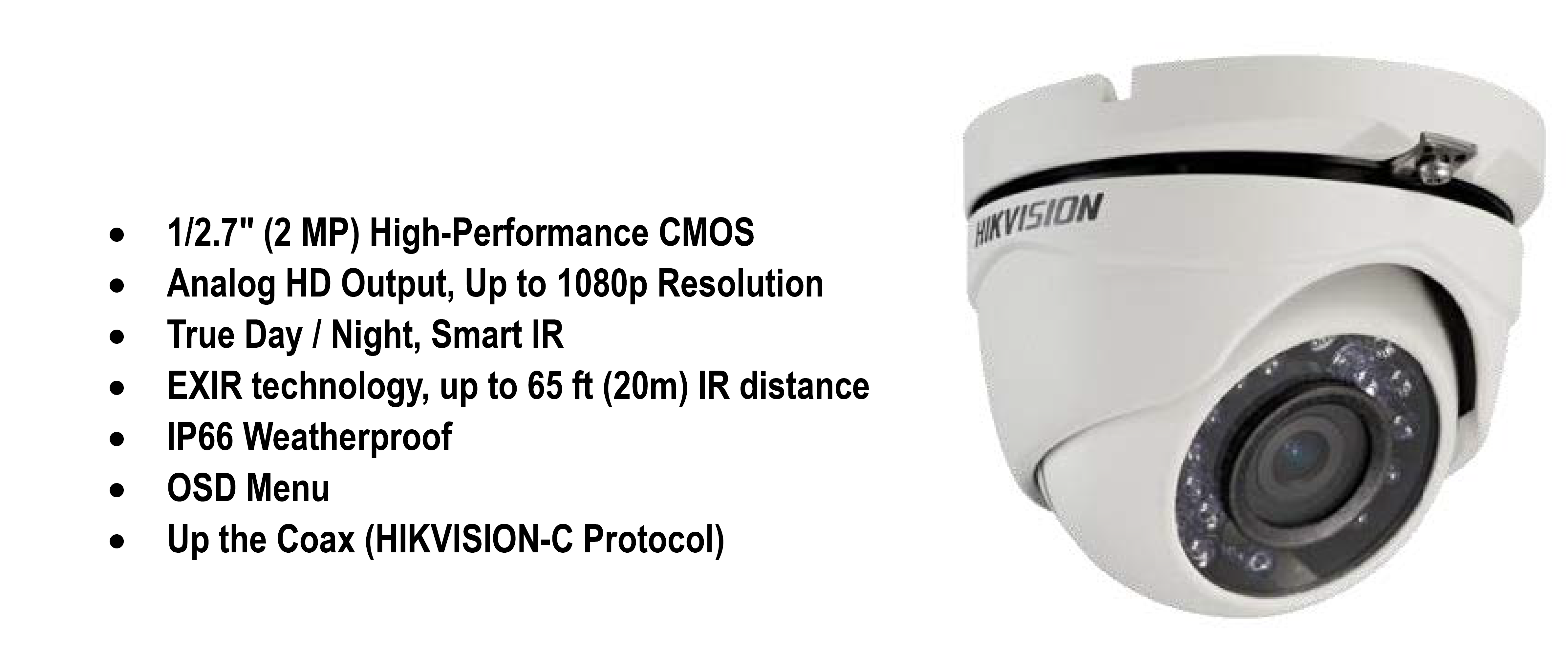как выглядит Hikvision DS-2CE56D1T-IRM TurboHD 1080P IR Outdoor Turret Camera, White фото