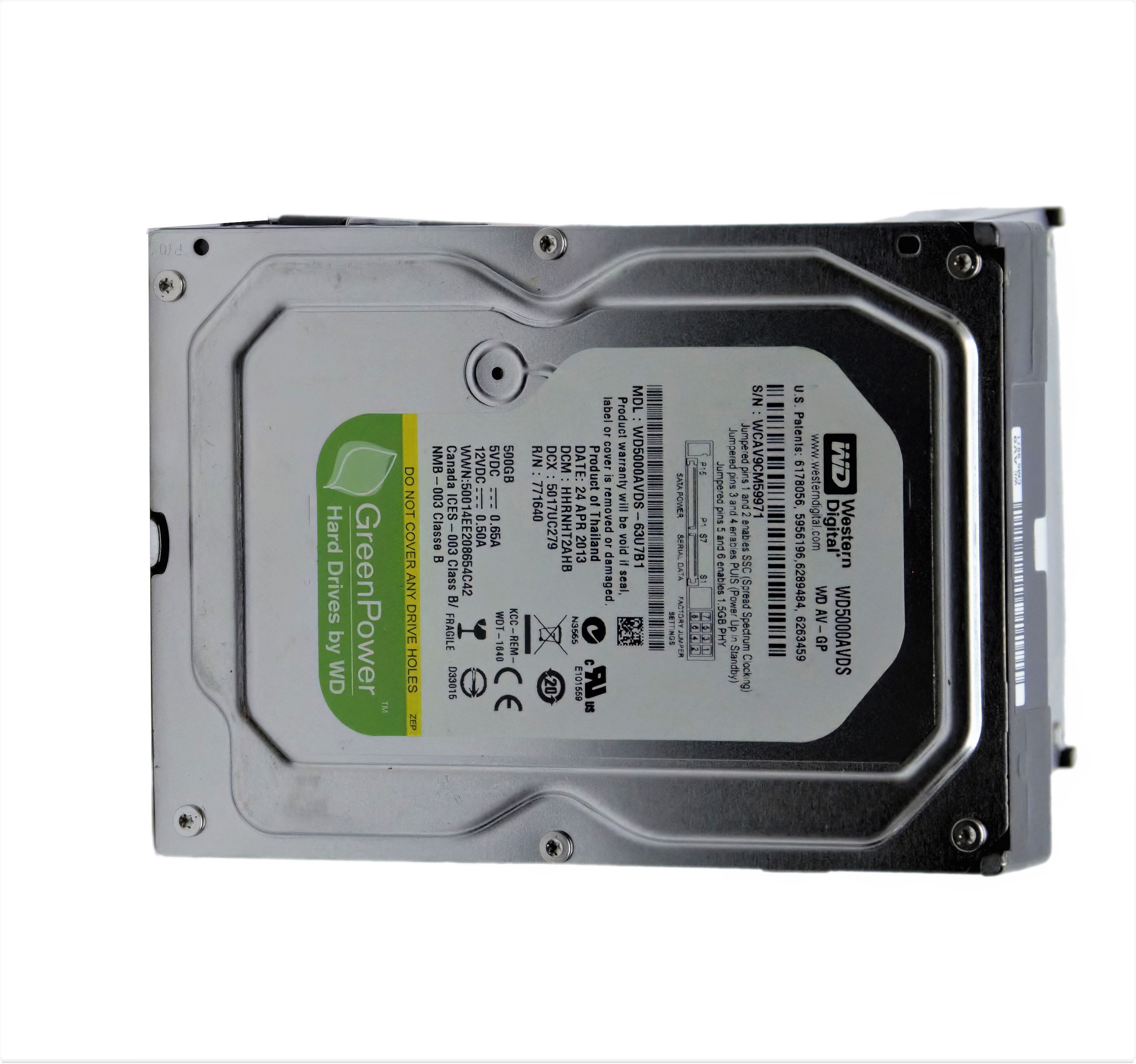 WD WD5000AVDS AV-GP 500GB 32MB Cache 5400RPM SATA II 3.0Gb/s 3.5(M