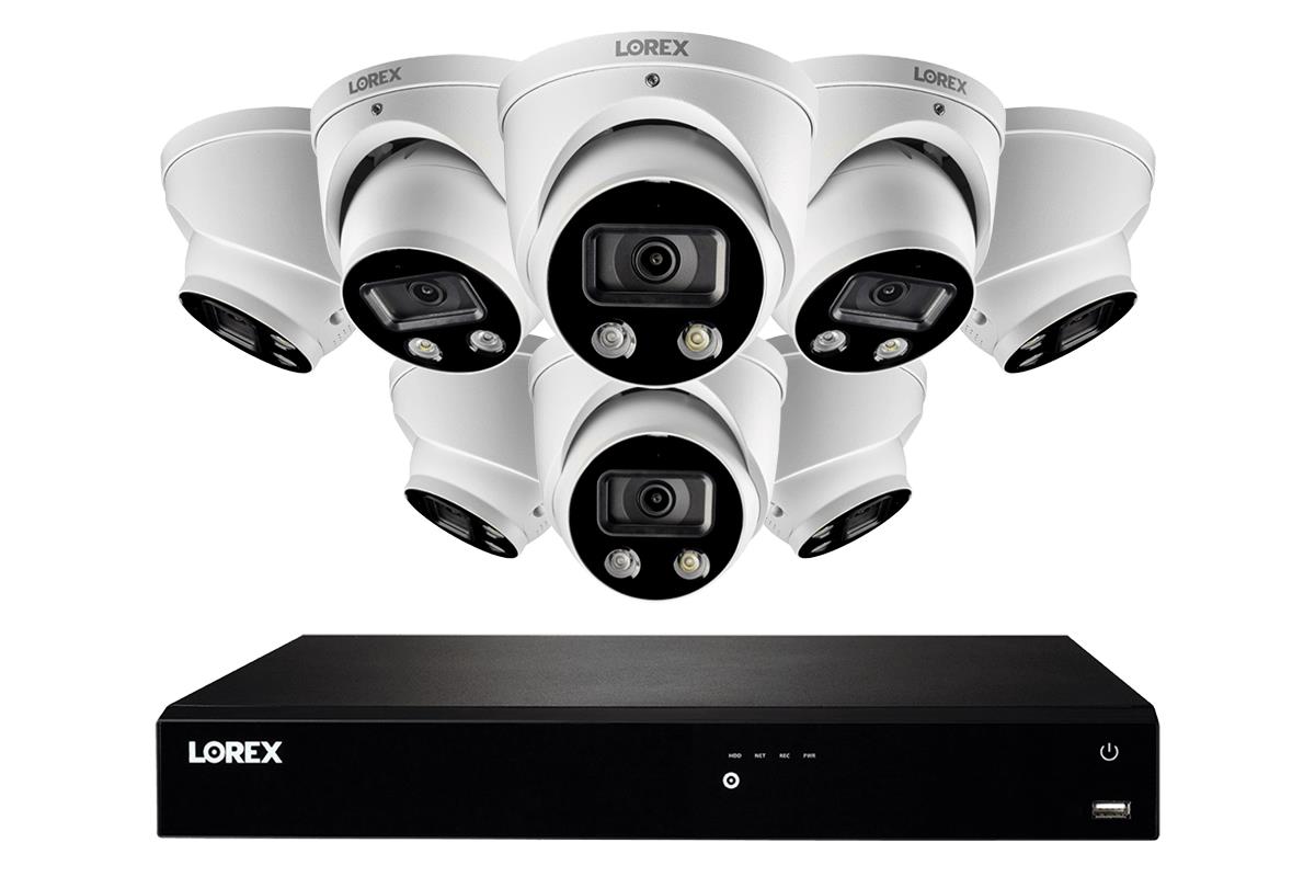 3TB Hard Drive Fusion Capabilities Lorex 4K Ultra HD IP 8-Channel NVR System with 6 Smart Deterrence 4K 8MP IP Cameras 150FT Night Vision