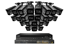 Lorex NC4K8F-3224BB 32 Channel 4K Surveillance System with N882A38B 8TB 4K Fusion NVR, 16 Port ACCLPS263B POE Switch and 24 LNB9242B 30FPS 8MP Audio Bullet Cameras