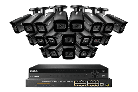 Lorex NC4K8F-3220BB 32 Channel 4K Surveillance System with N882A38B 8TB 4K Fusion NVR, 16 Port ACCLPS263B POE Switch and 20 LNB9242B 30FPS 8MP Audio Bullet Cameras