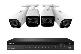 Lorex NC4K3MV-164WB 4K Nocturnal IP NVR System with 16 Channel 3TB NVR, Four 4K (8MP) Smart IP Motorized 4x Optical Zoom Security Bullet Cameras w/ Real-Time 30FPS,150ft IR Night Vision, CNV