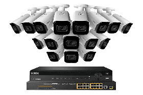 Lorex NC4K8F-3216WB 32 Channel 8TB 4K Nocturnal NVR System with 4K (8MP) Smart IP Bullet Cameras with Real-Time 30FPS Recording and Listen-in Audio, 16-Channel PoE Switch, 150ft Night Vision, Color Night Vision