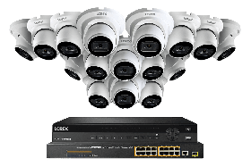 Lorex 32 Channel 8TB 4K Nocturnal NVR System with 4K Smart IP Dome Cameras w/ Real-Time 30FPS and Listen-in Audio, 16 Ch PoE Switch, 150ft Night Vision, Color Night Vision