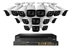 Lorex 4K Nocturnal IP NVR System with 32 Channel 8TB NVR, 4K (8MP) Smart IP Motorized 4x Optical Zoom Security Bullet Cameras w/ Real-Time 30FPS,150ft IR Night Vision, CNV