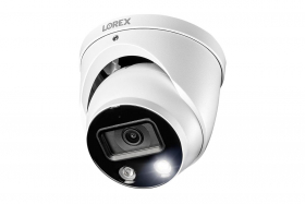 Lorex E892DD Indoor/Outdoor 4K Ultra HD Smart Deterrence IP Dome Camera with Smart Motion Plus, 150ft Night Vision, CNV, 2.8mm, F2.0, IP67, Audio, Works with N842, N862B Series, White (OPEN BOX)