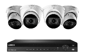 Lorex NC4K3MV-164WD 4K Nocturnal IP NVR System with 16 Channel 3TB NVR, Four 4K (8MP) Motorized Varifocal Smart IP Dome Cameras with Real-Time 30FPS Recording and Listen-in Audio, 150ft IR Night Vision, CNV, 4x Optical Zoom