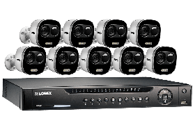 Lorex LNR1649KXB 4K Ultra HD IP NVR System with 9 Active Deterrence Security Cameras, 130ft Night Vision