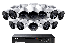Lorex 4K Ultra HD 16 Channel Security System with 12 Active Deterrence 4K (8MP) Cameras