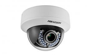 Hikvision DS-2CE56D1T-AVPIR3 2.8-12MM Varifocal Lens HD 1080p Vandal-Resistant Outdoor IR Analog Dome Camera, 131ft (40m) IR, Day/Night, DWDR, Smart IR, UTC Menu, IP66, 12VDC/ 24VAC, White