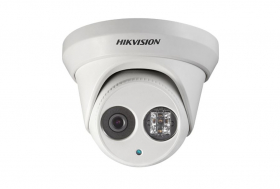 Hikvision DS-2CD2352-I 5MP Outdoor Network Turret Camera, H264, 3D DNR, DWDR ,EXIR up to 98ft, IP66, PoE/12VDC, White, 4mm Lens kit