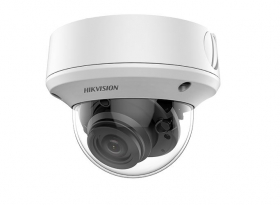 Hikvision DS-2CE5AD3T-AVPIT3ZF 2.7-13.5MM Motorized 2MP Outdoor IR Ultra-Low Light Analog Dome Camera, TurboHD 4.0, HD-TVI/AHD/HD-CVI/CVBS, Auto Focus, 230ft (70m) EXIR 2.0, Smart IR, Vandal Proof, IP67, White