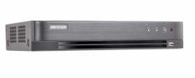 Hikvision DS-7204HUI-K1 Tribrid DVR, 4 Channel TurboHD/Analog, 1 SATA , H265+, Audio, 12 VDC, Alarm, Hik-Connect, NO HDD, Black