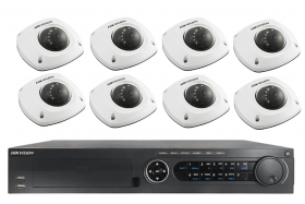 Hikvision 16 Channel 2TB Embedded Plug & Play NVR Home Surveillance System with Eight 4MM Full HD 2MP WDR Compact Mini Dome Network Camera, 33ft IR, IP67, PoE