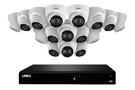 Lorex N4K3-1616WD 16 Channel 3TB 4K Fusion NVR System with Sixteen 4K (8MP) IP Dome Cameras with Listen-In Audio, 130ft Night Vision, Color Night Vision