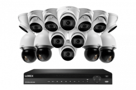 Lorex NC4K3MV-1610WD4PTZ 4K Ultra HD 16-Channel 3TB Wired NVR System with 4K Ultra HD 10 Motorized Varifocal 4x Optical Zoom Smart Dome Cameras with Audio and 4 PTZ 25x Optical Zoom Cameras,  Real-time 30 FPS, CNV