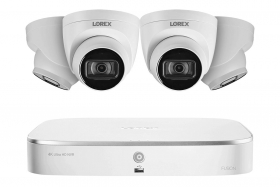 Lorex N4K2-84WD 8 Channel 4K Fusion NVR System with Four 4K (8MP) IP Dome Cameras with Listen-In Audio, 130ft Night Vision, Color Night Vision