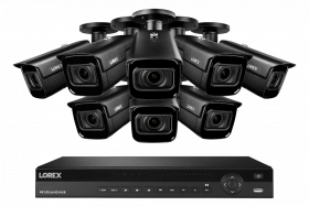 Lorex NC4K3MV-168BB-1 4K Surveillance System w/ N882A64B 4TB 4K 16 Channel NVR and 8 4K 8MP LNB9282B 4X Zoom Bullet Cameras Featuring Real-Time 30FPS Recording and Smart Motion Detection