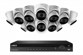 Lorex NC4K3MV-1612WD-1 Nocturnal 4K 16-Channel 4TB Wired NVR System with 12x Smart IP White Dome Cameras, 30FPS Recording, Listen-in Audio and Motorized Varifocal Zoom Lenses