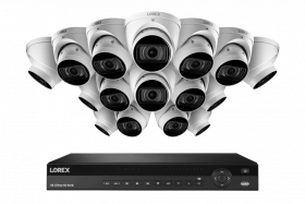 Lorex NC4K3MV-1616WD-1 Nocturnal 4K 16-Channel 4TB Wired NVR System with 16x Smart IP White Dome Cameras, 30FPS Recording, Listen-in Audio and Motorized Varifocal Zoom Lenses