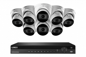 Lorex NC4K3MV-168WD-1 Nocturnal 4K 16-Channel 4TB Wired NVR System with 8X Smart IP White Dome Cameras, 30FPS Recording, Listen-in Audio and Motorized Varifocal Zoom Lenses