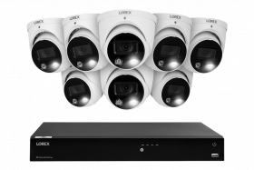 Lorex N4K3SD-168WD-2 Lorex Fusion 4K 16-Channel 3TB Wired NVR System with 8 E893DD Smart Deterrence Dome Security Cameras