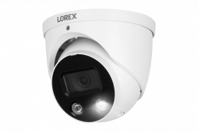 Lorex E893DD-E Indoor/Outdoor 4K Ultra HD Smart Deterrence IP Dome Camera with Smart Motion Detection Plus, 150ft Night Vision, CNV, 2.8mm, F2.0, IP67, Audio, Works with N843, N844, N863B Series, White