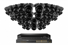 Lorex Technology NC4K8F-3232BD 32 Channel 4K Surveillance System with N882A38B 8TB 4K Fusion NVR, 16 Port ACCLPS263B POE Switch and 32 LNE9242B 30FPS 8MP Audio Dome Cameras