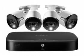 Lorex D86182T-48DA 4K Ultra HD Security System with 8-Channel DVR and Four 4K (8MP) Active Deterrence Cameras featuring Smart Motion Detection and Smart Home Voice Control