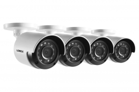 Lorex  LBV2531 1080p HD Indoor/Outdoor Analog Bullet Security Camera with 130ft Night Vision, IP66, Camera Only, White, 4-pack (M. Refurbished)