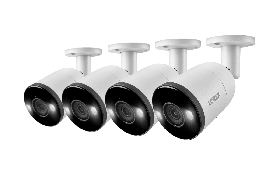 Lorex E893AB 4K Ultra HD Smart Deterrence IP Bullet Camera with Smart Motion Detection Plus, Two-Way Talk, Color Night Vision, Person & Vehicle Detection, Mask Detection (4 Pack)