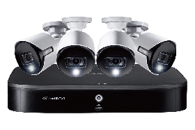 Lorex TD81825A4 Smart 4K 8 Channel 2TB DVR with Four 5MP Deterrence Bullet Cameras, 135ft Color Night Vision (M.Refurbished)