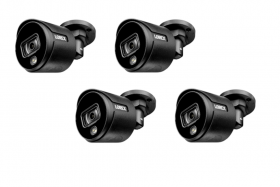 Lorex C881DAB Indoor/ Outdoor 4K Ultra HD Active Deterrence Security Analog Bullet Camera with Color Night Vision, 135ft Night Vision, Black, 4 Pack, Camera Only (M.Refurbished)
