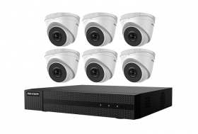 Hikvision 8 Channel Value Express IP Kits, 4MP Recording 2TB HDD NVR with PoE, H.265+ Compression,  Six 2MP Outdoor Turret Cameras with 2.8mm Lens 