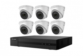 Hikvision 8 Channel Value Express IP Kits, 4MP Recording 2TB HDD NVR with PoE, H.265+ Compression,  Six 2MP Outdoor Turret Cameras with 2.8mm Lens