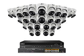 Lorex NC4K8MV-3228WD-2 4K 32-Channel 8TB Wired NVR System with Nocturnal 4 Smart IP Dome Cameras Featuring Motorized Varifocal Lens, Listen-In Audio and 30FPS Recording