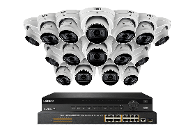 Lorex NC4K8MV-3216WD-2 4K 32-Channel 8TB Wired NVR System with Nocturnal 4 Smart IP Dome Cameras Featuring Motorized Varifocal Lens, Listen-In Audio and 30FPS Recording