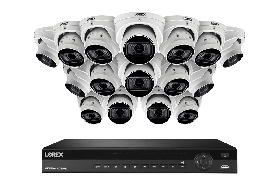 Lorex NC4K4MV-1616WD-2 4K 16-Channel 4TB Wired NVR System with Nocturnal 4 Smart IP Dome Cameras Featuring Motorized Varifocal Lens, Listen-In Audio and 30FPS Recording