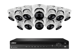 Lorex NC4K4MV-1612WD-2 4K 16-Channel 4TB Wired NVR System with Nocturnal 4 Smart IP Dome Cameras Featuring Motorized Varifocal Lens, Listen-In Audio and 30FPS Recording