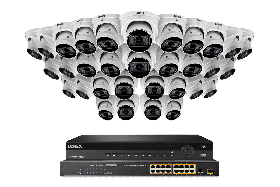 Lorex NC4K8MV-3232WD-2 4K 32-Channel 8TB Wired NVR System with Nocturnal 4 Smart IP Dome Cameras Featuring Motorized Varifocal Lens, Listen-In Audio and 30FPS Recording