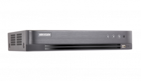 Hikvision DS-7204HQI-K1/P 4 Channel Turbo HD Analog Tribrid DVR,  Auto-Detect, H.265+/H.265, HDMI, Alarm I/O, No Front Panel Control, Power over Coax, Supports HD-TVI and Analog Cameras,  No HDD