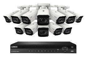 Lorex NC4K4MV-1612WB-2 4K 16-Channel 4TB Wired NVR System with Nocturnal 4 Smart IP Bullet Cameras Featuring Motorized Varifocal Lens, Vandal Resistant and 30FPS Recording