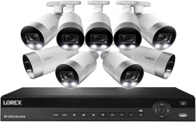 Lorex 4K Security Camera System,16-Channel 3TB NVR with 9 Indoor/Outdoor Wired IP POE Bullet Cameras with Active Deterrence, Motion Detection