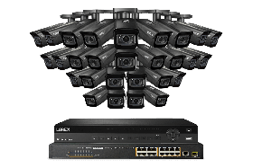 Lorex NC4K8MV-3228BB-2 4K 32-Channel 8TB NVR, 16-Channel POE Switch Wired NVR System with Nocturnal 4 Smart IP Bullet (28X LNB9383) Cameras Featuring Motorized Varifocal Lens and Vandal Resistant