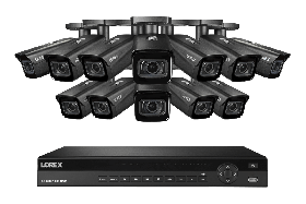 Lorex NC4K4MV-1612BB-2 4K 16-Channel 4TB Wired NVR System with Nocturnal 4 Smart IP Bullet (12X LNB9383/Black) Cameras Featuring Motorized Varifocal Lens, Vandal Resistant and 30FPS Recording