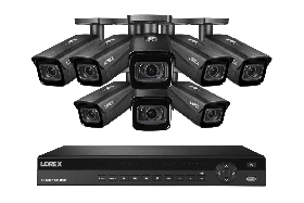 Lorex NC4K4MV-168BB-2 4K 16-Channel 4TB Wired NVR System with Nocturnal 4 Smart IP Bullet (8X LNB9383/Black) Cameras Featuring Motorized Varifocal Lens, Vandal Resistant and 30FPS Recording