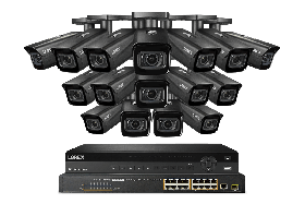Lorex NC4K8MV-3216BB-2 4K 32-Channel 8TB NVR, 16-Channel POE Switch Wired NVR System with Nocturnal 4 Smart IP Bullet (16X LNB9383) Cameras Featuring Motorized Varifocal Lens and Vandal Resistant
