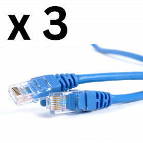 3 x 3 Feet RJ45 Cat5e Ethernet Straight-Through Patch Cable, Internet Cable, Network Cable in Blue, Fire Resistant (3-Pack)