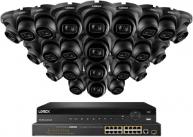 Lorex Technology NC4K8F-3224BD 32 Channel 4K Surveillance System with N882A38B 8TB 4K Fusion NVR,16 Port ACCLPS263B POE Switch and 24 LNE9242B 30FPS 8MP Audio Dome Cameras